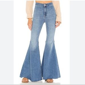 Free People We The Free Jeans Womens 26 Blue Just Float On Flare Bell Bottom Raw